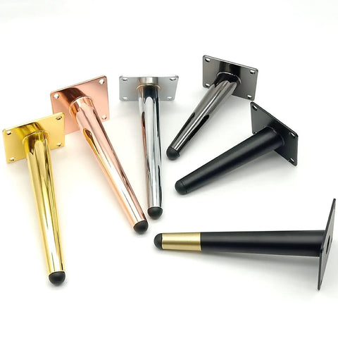 Heavy Duty Metal Furniture Legs 4 Pack Cone Shape Caster Wheels For Couches, silver gold rose chrome black finishes