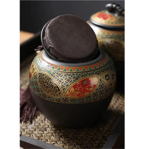 Super Sleek Large Ceramic Tea Canister With Airtight Lid for Loose Tea Leaves Coffee Beans and Candy Kitchen Food Storage Jar with lid.