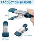 Heavy Duty Rubber Coated Clothespins And Chip Clips With A Badass Spring Grip Perfect For Laundry Food Storage And Outdoor Drying All Week Long Zero Slip dimensions shown in hand, measuring 2.17" length.