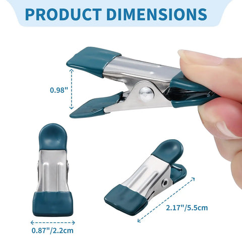 Heavy Duty Rubber Coated Clothespins And Chip Clips With A Badass Spring Grip Perfect For Laundry Food Storage And Outdoor Drying All Week Long Zero Slip dimensions shown in hand, measuring 2.17" length.