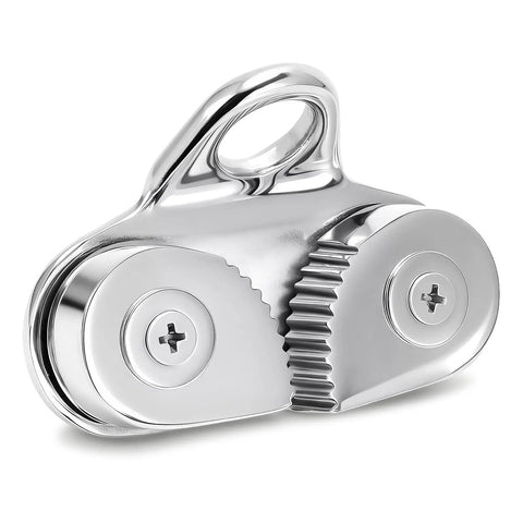 Beefy 316 Stainless Steel Cam Cleat With Rustproof Design, 6 To 15mm Rope Fit, Ideal For Sailboats, Kayaks, Canoes, Dinghies And Climbing Sticks, Includes Fairlead Ring For Smooth Line Feeding