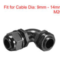 M20 Cable Gland 90 Degree Waterproof IP68 Nylon Joint With Adjustable Locknut For 9mm To 14mm Cables, Dustproof And Acid Resistant