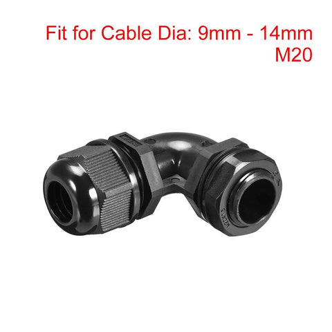 M20 Cable Gland 90 Degree Waterproof IP68 Nylon Joint With Adjustable Locknut For 9mm To 14mm Cables, Dustproof And Acid Resistant
