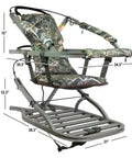 Titan Sd Climbing Treestand With Roomier Design Bigger Top Seat Frame And Longer Foot Platform For Large Frame Hunters Supports Up To 350 Pounds Heavy Duty Premium Tree Stand With Five Year Limited Warranty, side view showing dimensions