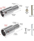 Heavy Duty Aluminum Threaded Tips For Extension Poles And Push Broom Handles, dimensions for 3/4 and 1 inch poles with screws