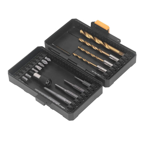 Heavy Duty Screw Extractor Set To Bust Stripped Screws With Hex Shank Twist Drills And Bolt Remover Bits For Tough Jobs, Includes Extension And Storage Box slim case