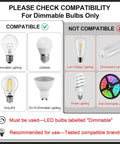 Product compatibility chart for Top Tier Wireless Dimmer Switch With Remote And Alexa Compatible for home lighting setup.