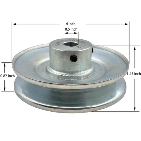 AB400 One Half Inch Bore Single Groove Web Sheave V Belt Pulley Four Inch Outer Diameter Carbon Steel Motor Pulley, side view