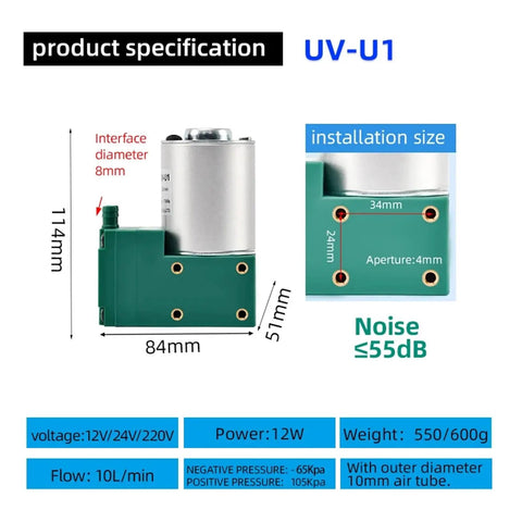 High Power UV-U1 Peristaltic Pump For Lab Use Fast 10L Min Flow Rate Strong Suction -65Kpa Vacuum And 150Kpa Pressure Auto Control Durable Motor Compact Size Ideal For Science Projects And Medical Testing