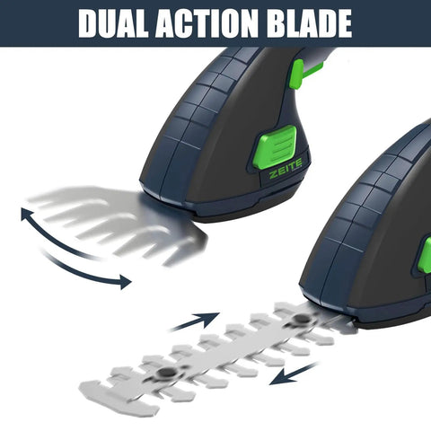 7.2V Cordless Grass Shear And Shrub Trimmer 2 In 1 Mini Hedge Cutter with dual action blade