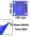 Diagram of 10mm thick base plate with dimensions for Beefy Heavy Duty 300 Mm Rubber Casters With Silent Castor Wheels.
