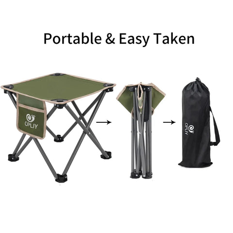 Ultralight Portable Folding Camping Stool With Carry Bag, green camp chair, folded view and carry bag, steel frame