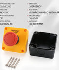 Emergency Stop Switch With Enclosure 660V 10A Red Mushroom Push Button 1NO 1NC IP65 Rugged Weatherproof Surface Mount E Stop Station For Industrial And Control Systems 2 Pack