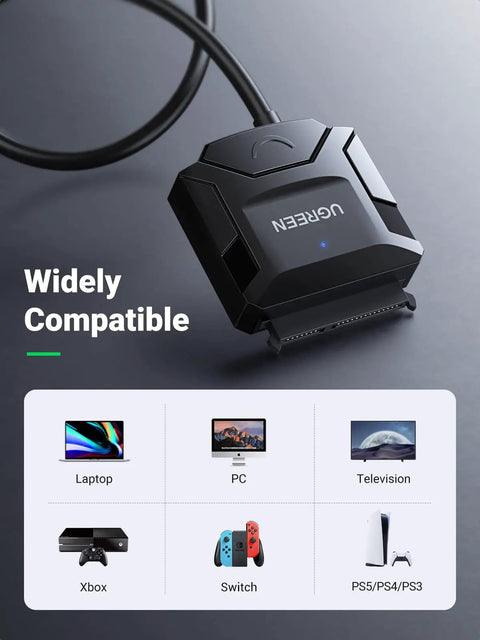 SATA To USB 3.0 External Drive Adapter Cable For 3.5 And 2.5 Inch SSD HDD, UASP Enabled, Plug-N-Play, Widely Compatible with devices