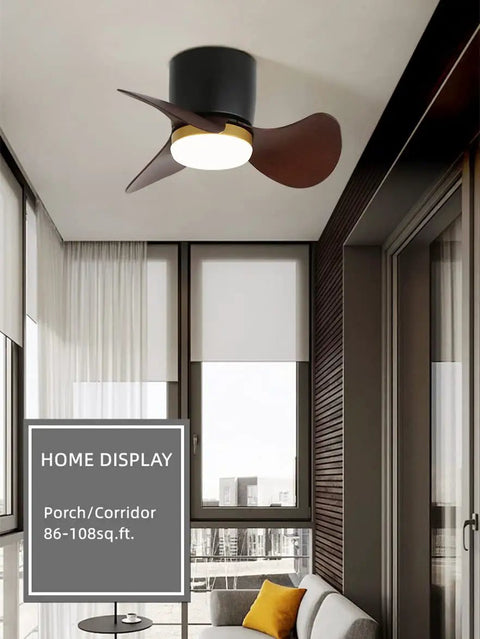 Remote Control Ceiling Fan With Lights Dope Reversible 22 Inch Modern Fan with 18W LED in a living room setting.