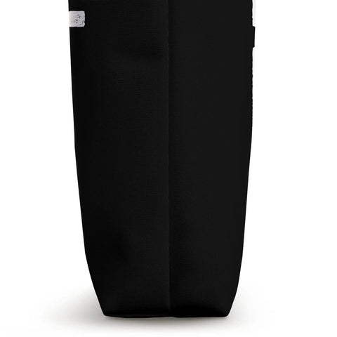 Side view of black Paddling Tote Bag For Dragon Boat Crew And Paddlers With Rotating Extend Pull Repeat Design 16 By 16 Inch Lightweight Tote