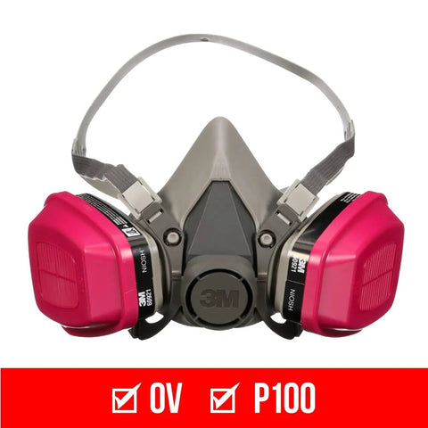 Odor Busting Reusable Respirator With Organic Vapor Cartridge And P100 Filters NIOSH Approved Oil Resistant P Series Flexible Thermoplastic Face Seal For All Day Comfort Medium Size