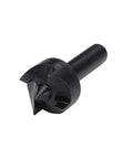Side view of black steel lathe turning spur cup center with conical tip.