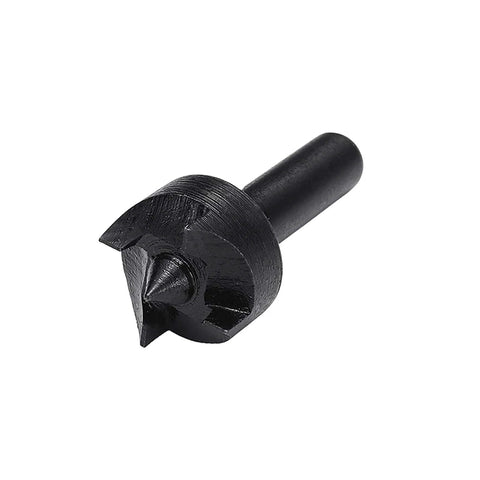 Side view of black steel lathe turning spur cup center with conical tip.