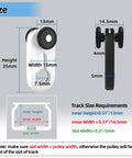 Premium Heavy Duty 50 Pack Curtain Track Rollers Aluminum Alloy Glide Like Butter Ultra Quiet Pulley Wheels Size Chart with Dimensions