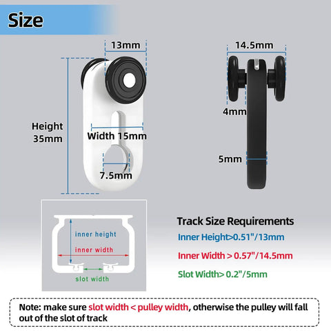 Top Shelf 100 Piece Heavy Duty Curtain Track Rollers Smooth As Butter Aluminum Mute Pulley Wheels dimensions 35mm height 15mm width 13mm wheel.