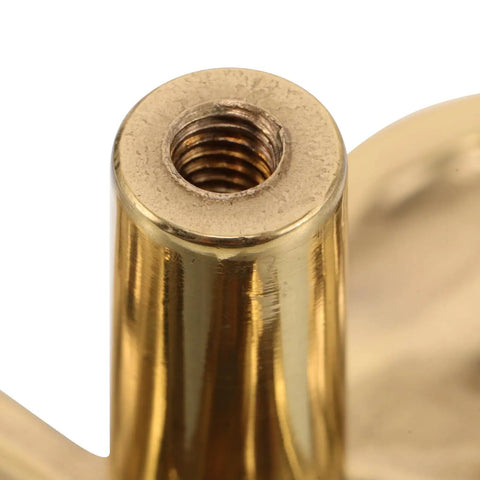 Luxurious Vintage Brass Bow Drawer Handles For Furniture And Boxes. Small gold brass threaded pull close-up.