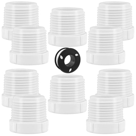 Bulk 10 Pcs PVC Pipe Fittings Set Male To Female Thread Reducer Bushings Three Quarters Inch To One Half Inch White