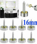Stainless Steel Mirror Screws 16mm Silver Decorative Glass Fixings With Copper Washers For Bathroom Wall Mounted Mirror