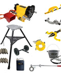 Beast Mode One Piece Pipe Threader And Heavy Duty Cutter With Complete Oil Setup and smooth rolling transport cart, tools and accessories.