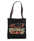 Paddler Approved Dragon Boat Racing Tote Bag For Team Practice And Race Day, black canvas with dragon graphic, 16x16 inches