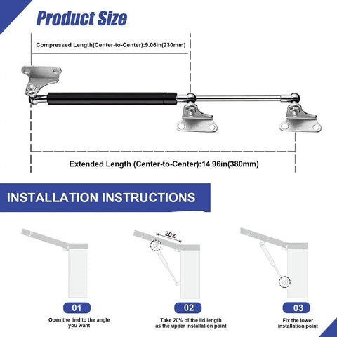 15 Inch 100Lb Gas Struts Two-Pack With Brackets For Heavy Duty Lift Support In Motorhomes, RV Doors, Boat Hatches, Camper Shells, Tool Box Lids And Cabinets Hydraulic Shock Springs