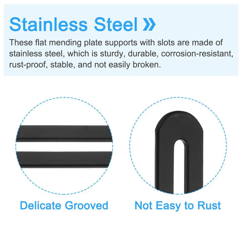 Close-up of Heavy Duty Stainless Steel Flat Mending Plates With Single Slots highlighting grooved design and rust-resistant quality.