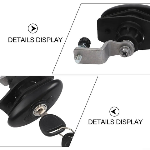 Rugged Heavy Duty Tubular Cam Lock For RV Cabinets And Toolboxes, zinc alloy with black finish, detail view with 2 keys