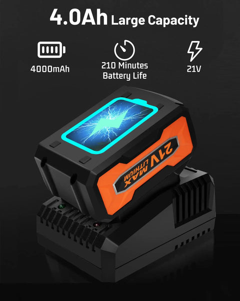 21V 4.0Ah Li-ion battery and charger for Cordless One Half Inch Impact Wrench Kit With 260 Ft Lbs Torque And 3700 RPM