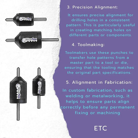 Universal Transfer Center Aligner Punch Set with Hardened Pins DIY Ready Pro Grade Machinist Tools side view