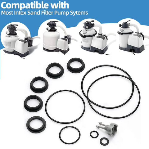 All In One Sand Filter Pump Seal Kit With Gasket Set Air Release Valve And O Rings For Intex Sand Filter Pumps Replacement Parts Kit For Quick No Fuss Repairs Durable Black, black O-rings and vent valve