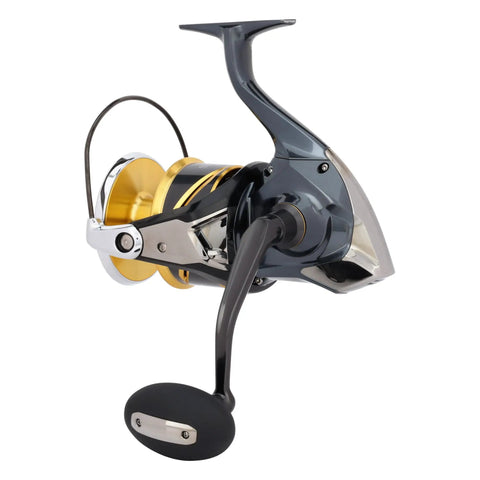 Side view of Stella SW D Spinning Reels With XX Tough Drag Technology For Saltwater Fishing Durability and Smooth Performance.