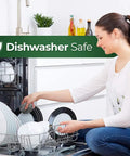 Woman loading dishwasher with Stainless Steel Scrubbers Set 2 Count, Rust Resistant Heavy Duty Scrubbers For Pots And Pans
