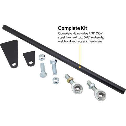 Weld On Rear Panhard Bar Track Rod Kit For Parallel Mount Multi Link Suspensions Universal Fit To Control Lateral Axle Movement In Coil Spring Or Coil Over Setups Built Tough With High Quality Components., 7/8in DOM steel rod with brackets and rod ends