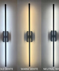 Easy Peasy Peel And Stick No Drill Setup Sleek Rechargeable Wireless Wall Sconces Set Of Two Dimmable Touch Controls showcasing cold, warm, and neutral white lighting.