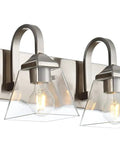 32 Inch Vanity Light Fixture Brushed Nickel Wall Sconce With Clear Glass Shades Vintage Farmhouse Bathroom Lighting Four Light Mount For Mirror And Vanity