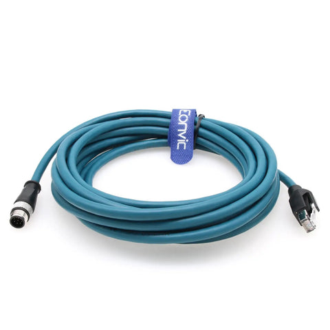 M12 To RJ45 Industrial Ethernet A Code Sensor Connector With Pro Grade Shielded Cat 6 Cable 8 Pin Gigabit Ready Flexible Blue Cable