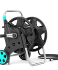 Heavy Duty Metal Garden Hose Reel Cart For Outside Use Handles 100 To 120 Feet Of Five Eighths Inch Hose With Adjustable Armrests And Two Wheels Durable Water Hose Holder For Yard Lawn And Garden