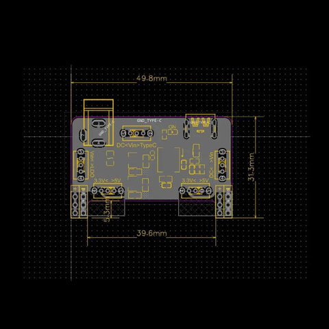 Diagram of Breadboard Power Supply Module With USB Type C Port And DC 2.1mm Input 3.3V And 5.5V Adjustable Output 0.15A To 2A