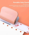 Pink Handheld 3 Hole Paper Punch For Binders And Notebooks Punches Up To Five Pages At Once With Clean 5.5mm Holes