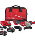 Badass Brushless Angle Grinder Set Featuring Dual High Output Batteries And Rapid Charger with tool bag, charger, and batteries.