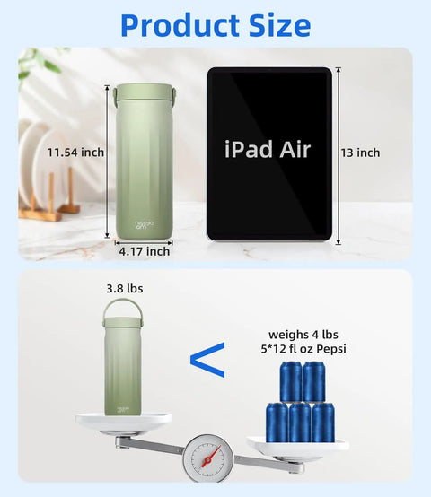 Premium Grab And Go 22 Ounce Stainless Steel Breastmilk Cooler For Travel Portable Milk Chiller size comparison with iPad Air.