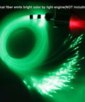 Dope PMMA Fiber Optic Cable Strands 0.75mm 3m end glow emitting bright green light from LED engine, ceiling decoration