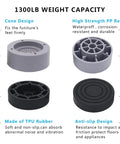 Beefy Heavy Duty Furniture Risers Set Of 4, 2 Inch Round Bed Lifts with 1 and 3 Inch Inserts showing cone and anti-slip design