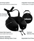 Long Haul Travel Pillow With Memory Foam For Neck And Head Support, Jet Black, 360 Degree Neck Support, Secure Seat Straps To Lock In Your Head On Air Travel, All Day Comfort next to carry case
